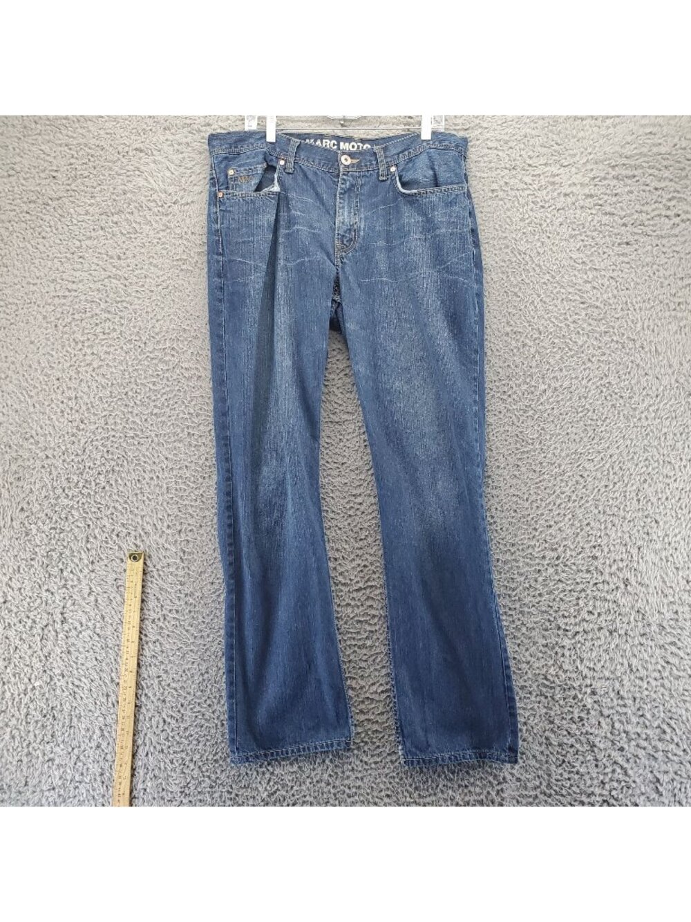 Marc Moto Jeans Mens 36x32 Blue Straight-Leg Stretch Denim *Read*
